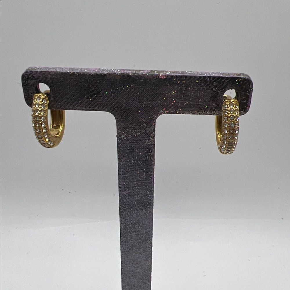 Gold Pavé Crystal Hoop Earrings - Women Jewelry